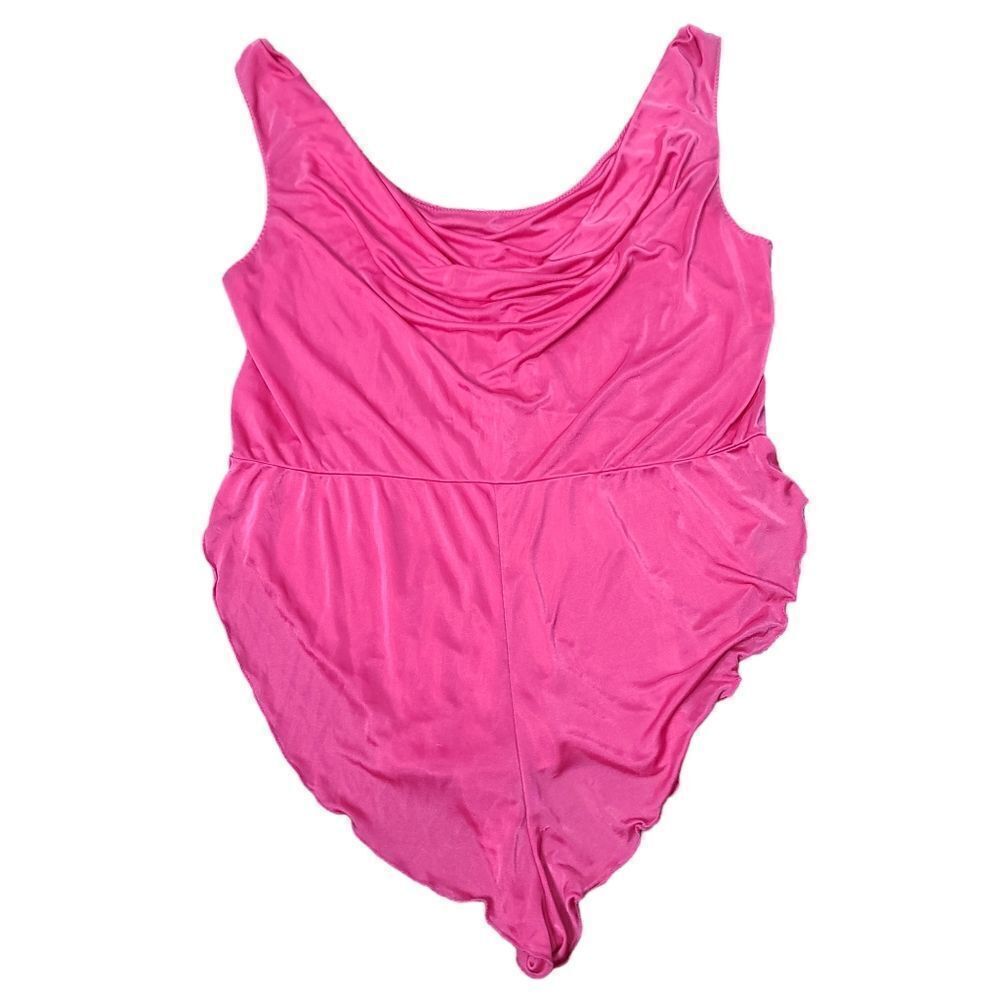 Vintage 60s 70s Barbiecore Hot Pink Ruffled Romper Lingerie